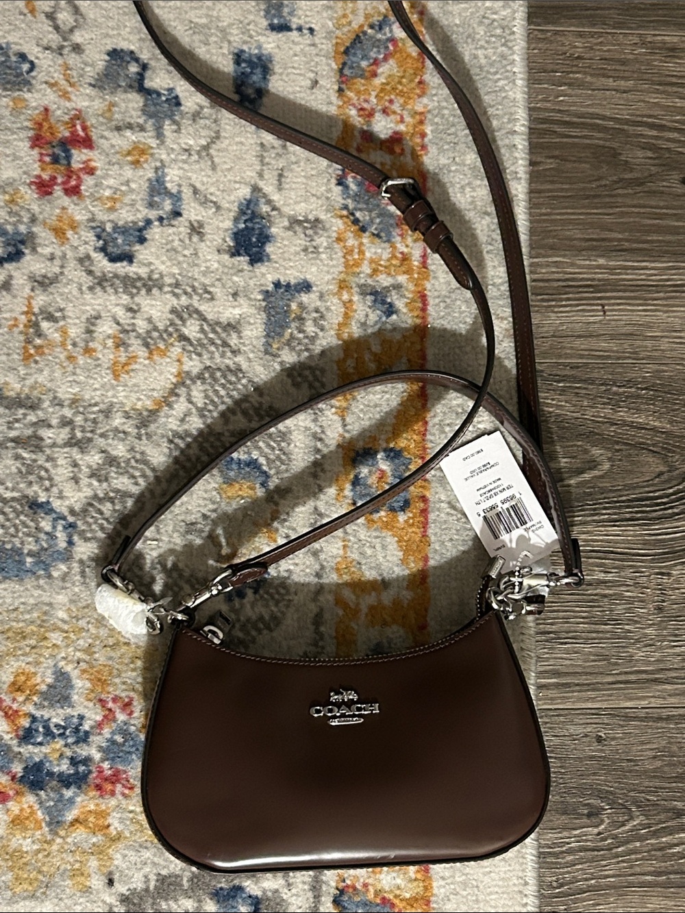 NWT Coach Brown Patent Leather Shoulder Bag with Silver Hardware - Picture 8 of 16